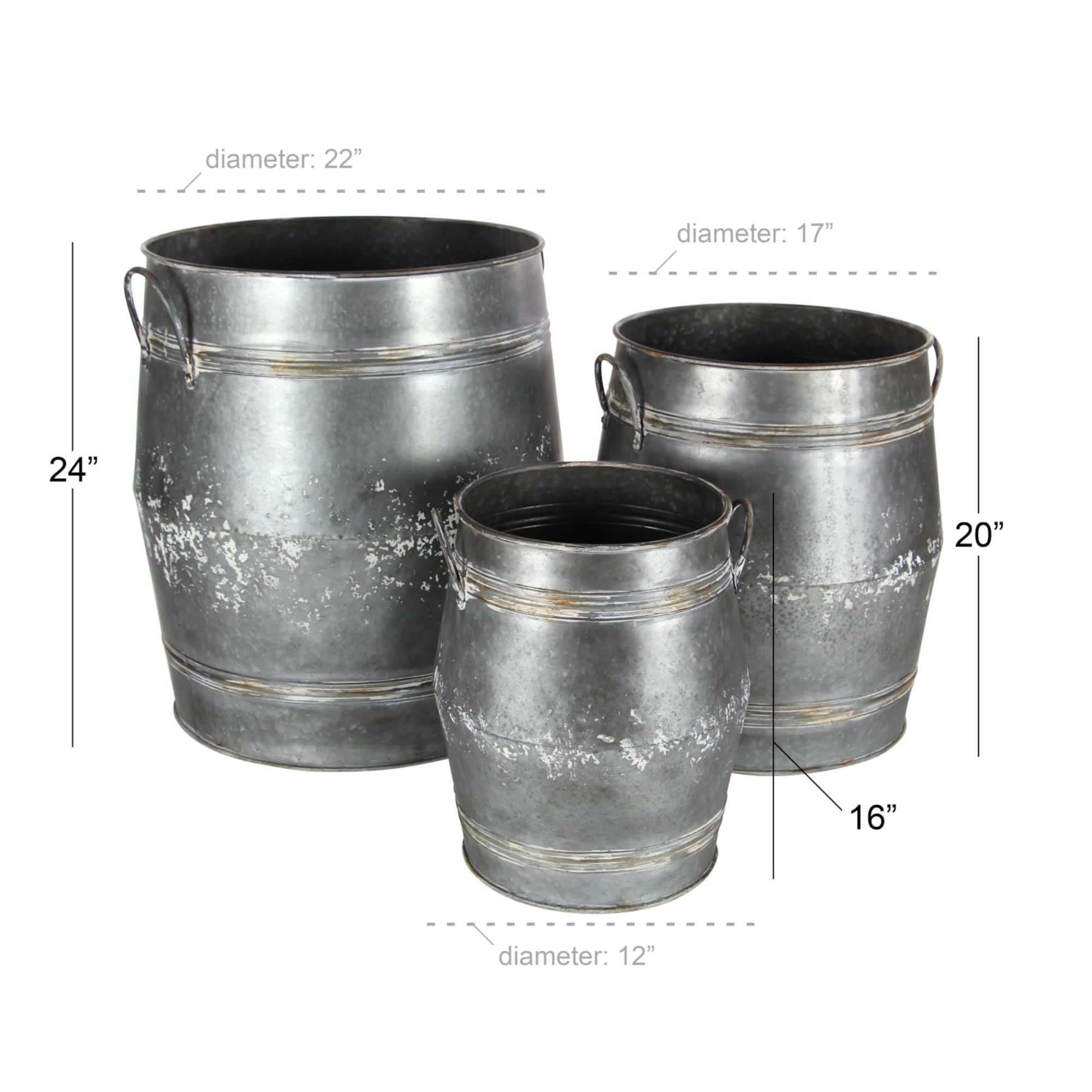 Metal Farmhouse Planter Set 16", 20" & 24"